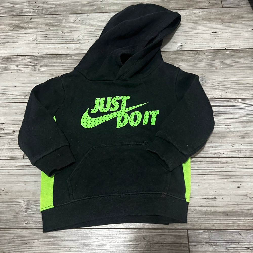 Nike Kids Hoodie in Black and Neon Green